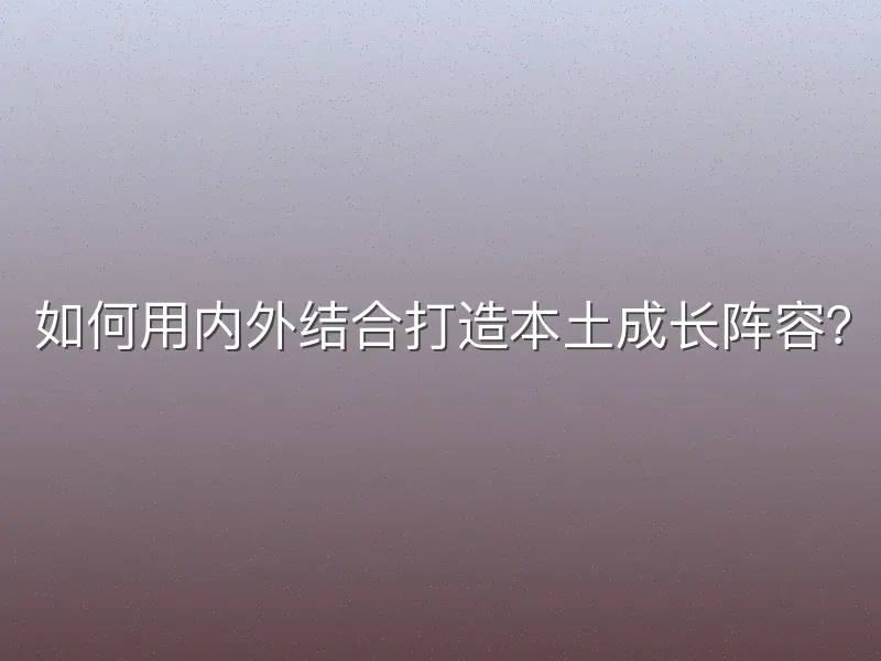 如何用内外结合打造本土成长阵容？